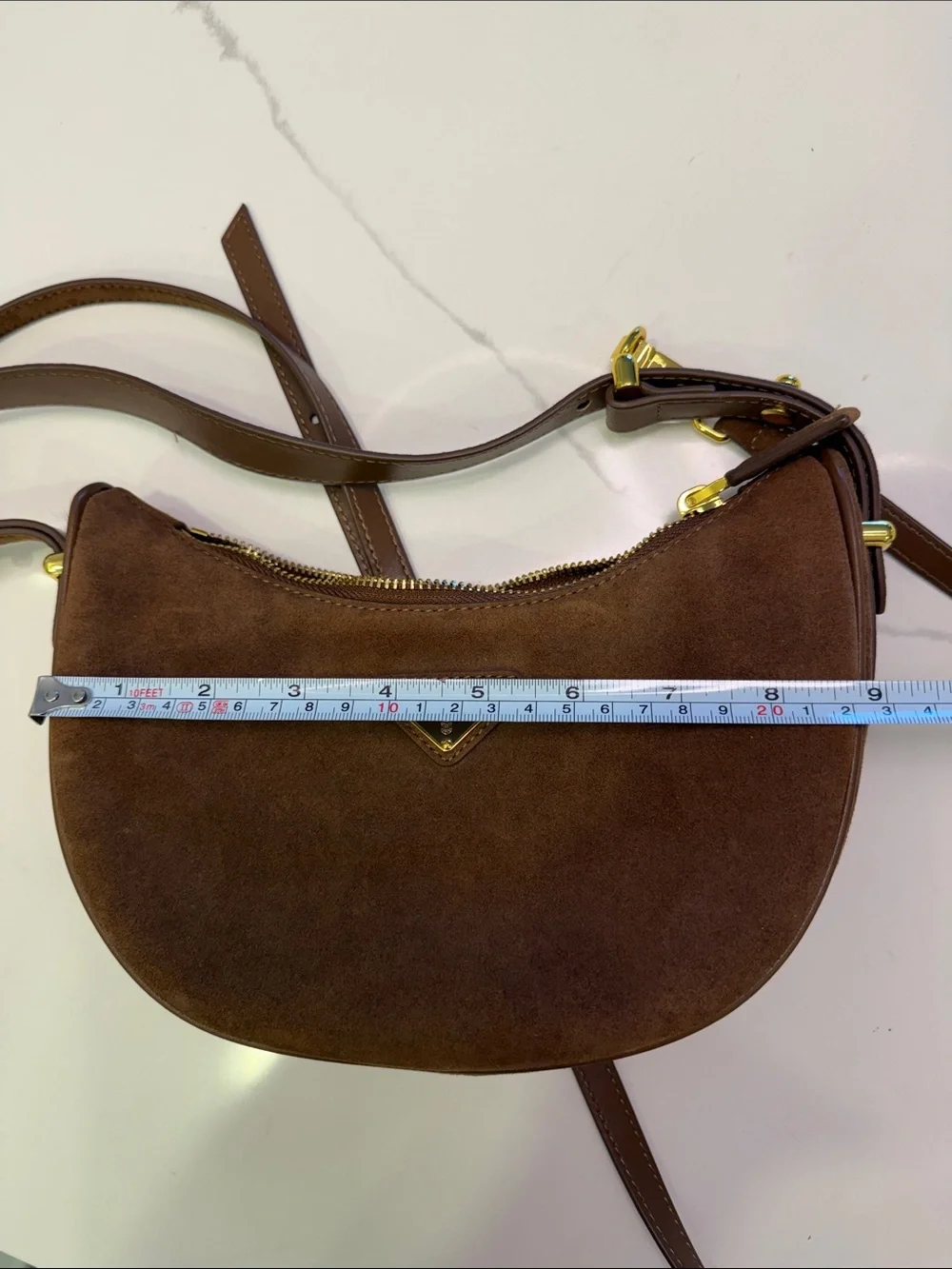 Arque Brown Suede Shoulder/Crossbody Bag with Tassel Charm